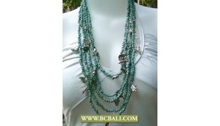 Bcbali Design Layer Necklace Turqouise Beads mix Chain